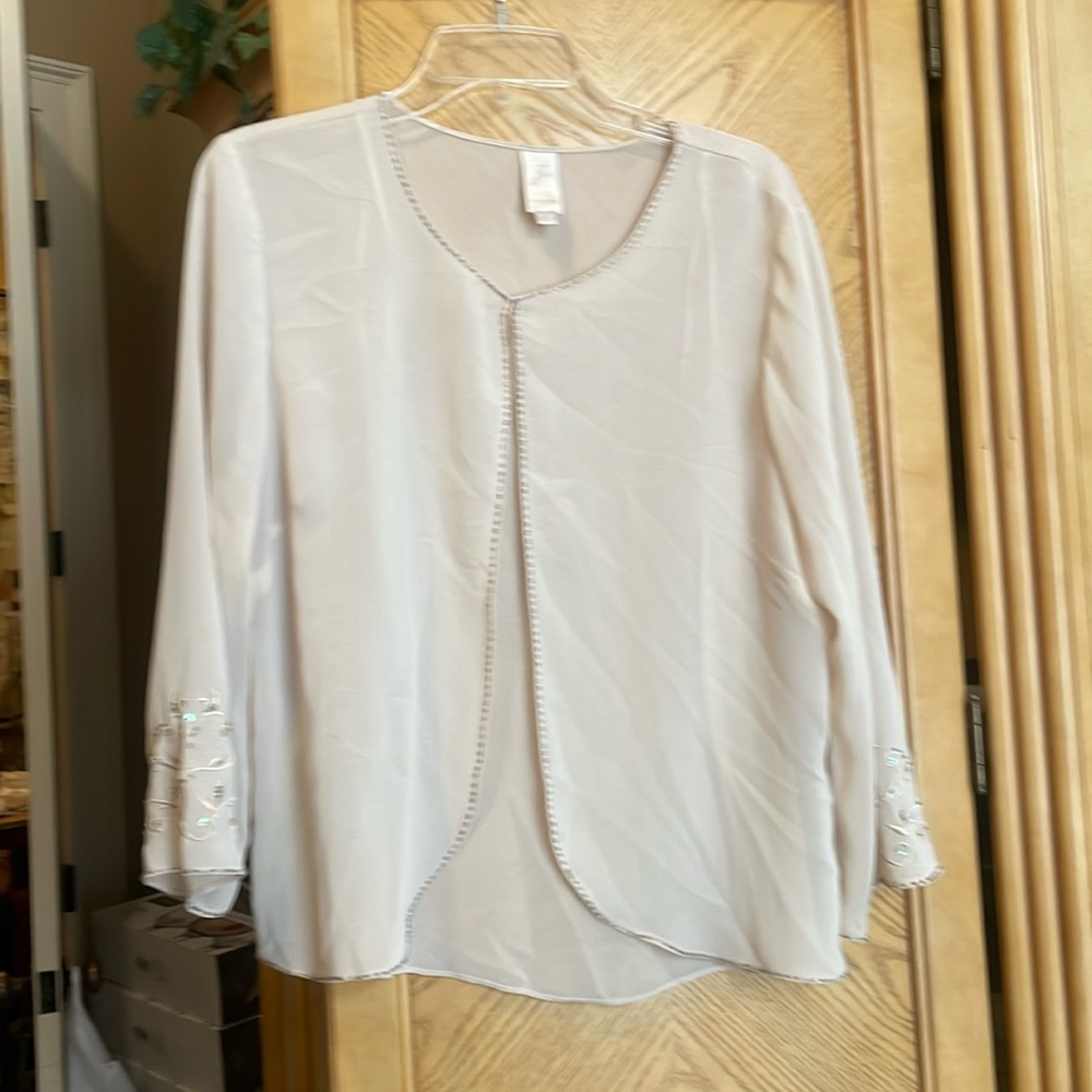 ⭐️Z studio cream beaded sheer cardigan size 14